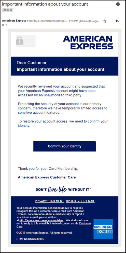 This AMEX Email Phishing Scam Wants You Homeless & Poor, With A Zero FICO Score Strategic